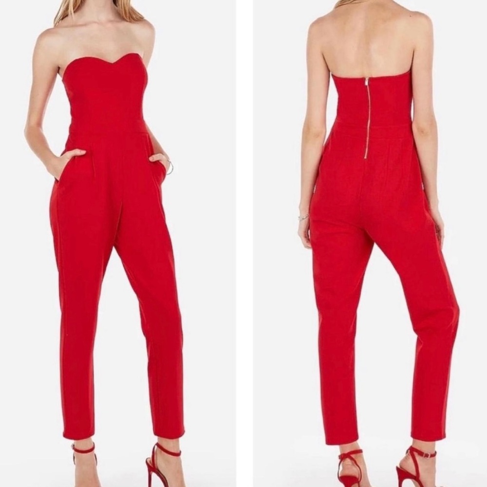 NWT Express Red Strapless Jumpsuit / Pantsuit with Pockets - Size 4